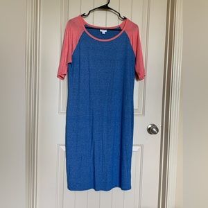 Blue and pink dress size Large Lularoe Julia Dress